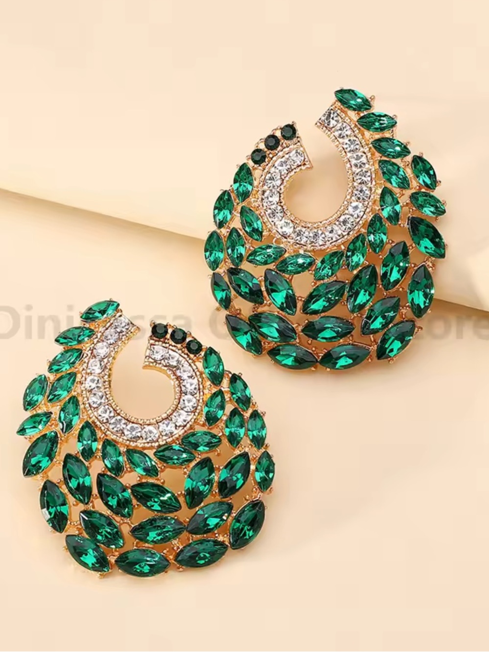 Green & Gold Statement Earrings